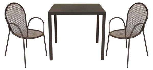 INDEX - set tavolo in alluminio cm 80 x 80 x 73h con 2 poltrone Maris