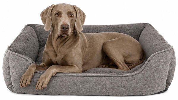 Divano per cani lionto, letto moderno per cani con fondo antiscivolo, sfoderabile e interno in peluche, 110x80 cm, grigio
