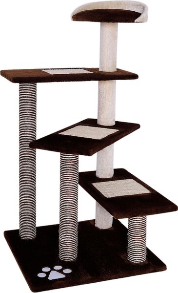 Tiragraffi per gatti lionto 100 cm, tiragraffi salvaspazio con diversi livelli e zone in sisal per la cura degli artigli, marrone/beige