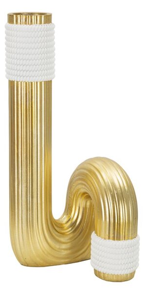 Vaso Bann Big 15,3x13x30,5 cm in Resina Oro e Bianco