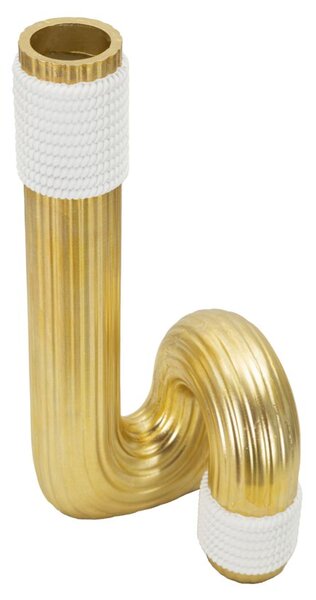 Vaso Bann Big 15,3x13x30,5 cm in Resina Oro e Bianco