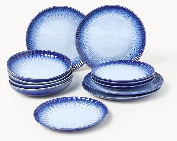 Servizio di piatti fatto a mano con smalto reattivo Vinci, 4 persone (12 pz)