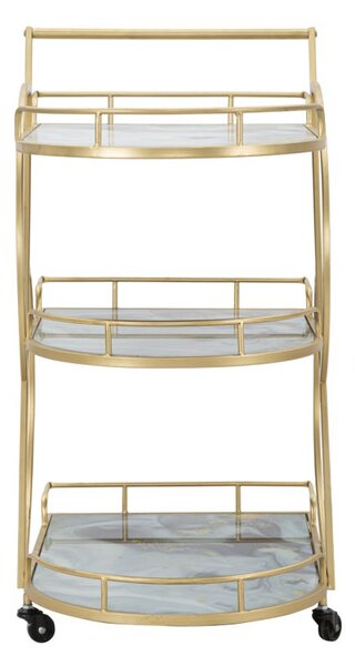 Carrello Marble Glass Mix 71x45,5x84,5 cm in Ferro e MDF e Vetro Oro e Multicolor