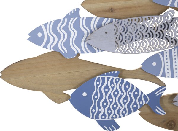 Pannello da Muro Fish Sea 91x3x33,5 cm in Ferro e MDF Multicolor