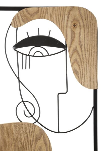 Pannello da Muro Picassy 38x2x89,5 cm in Ferro e MDF Nero e Marrone