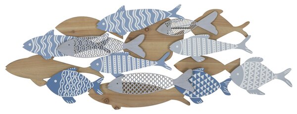 Pannello da Muro Fish Sea 91x3x33,5 cm in Ferro e MDF Multicolor