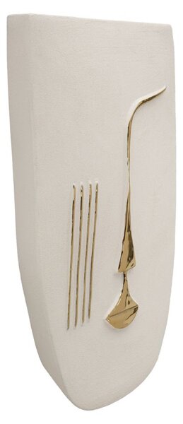 Decorazione Murable Mumbasa 26x6,5x39,5 cm in Ceramica Bianco e Oro