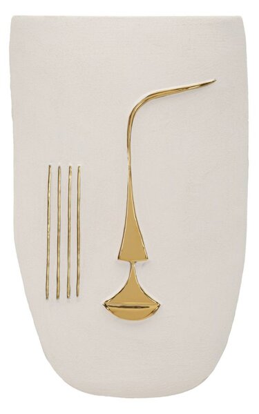 Decorazione Murable Mumbasa 26x6,5x39,5 cm in Ceramica Bianco e Oro