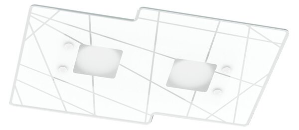 Plafoniera Contemporanea Focus Metallo Bianco Vetro 2 Luci Gx53