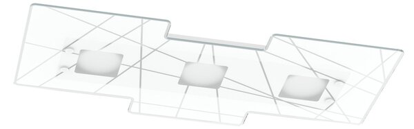 Plafoniera Contemporanea Focus Metallo Bianco Vetro 3 Luci Gx53