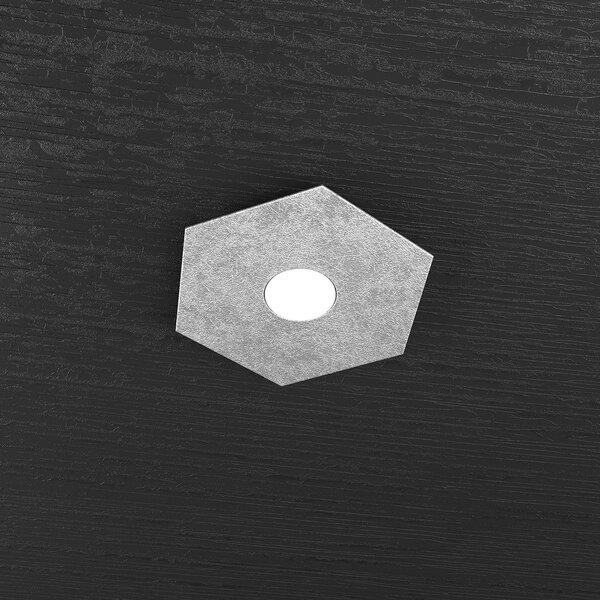 Plafoniera Industrial-Minimal Hexagon Metallo Foglia Argento 1 Luce Led 12W