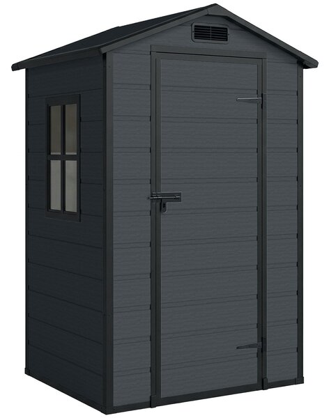 Casetta per Attrezzi a 2 Ingressi 128x104x196 cm con Finestre e Prese d'Aria in PP e Alluminio Grigio Scuro