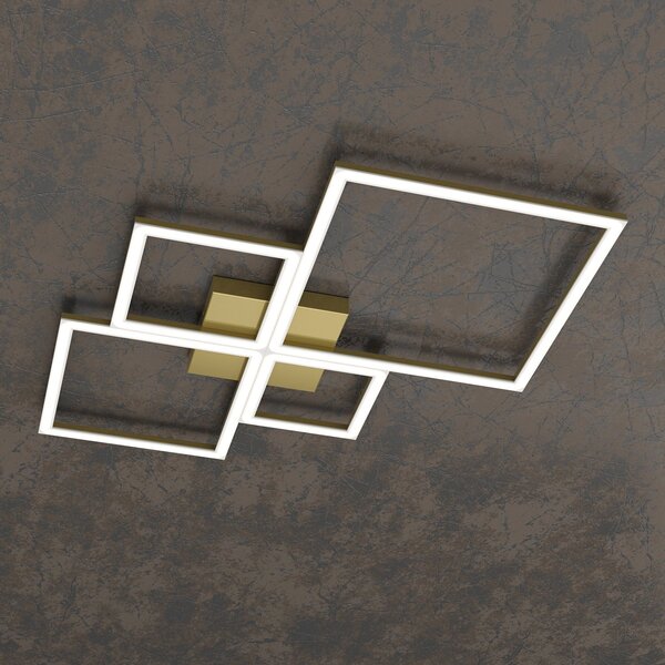 Plafoniera Moderna Quadrata Four Squares Alluminio Oro Oro Brunito Led 90W