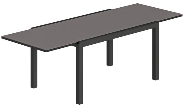 Tavolo da Giardino Allungabile 140-240x90x75 cm in Alluminio e Vetro Nero