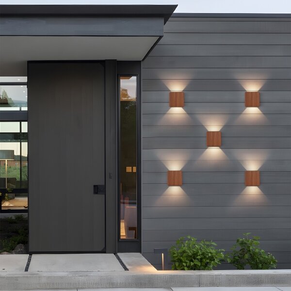 Brilagi - Applique da esterno a LED DOUBLERAY LED/6W/230V finitura effetto legno IP54