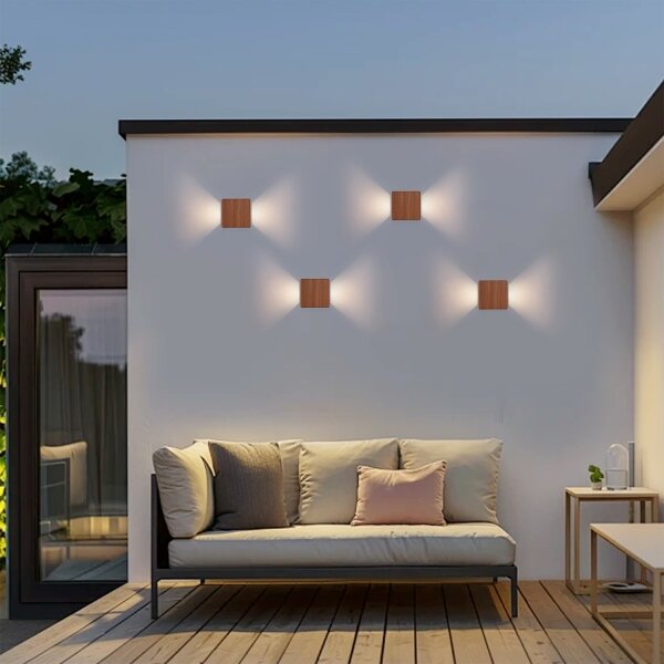 Brilagi - Applique da esterno a LED DOUBLERAY LED/6W/230V finitura effetto legno IP54