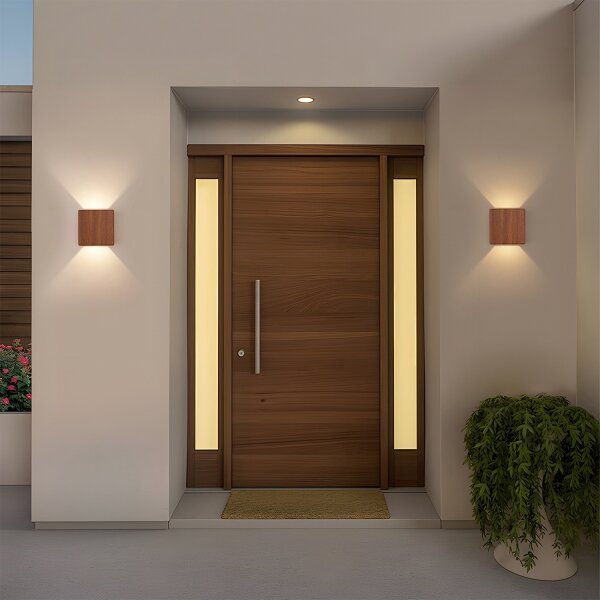 Brilagi - Applique da esterno a LED DOUBLERAY LED/6W/230V finitura effetto legno IP54
