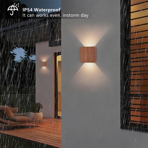 Brilagi - Applique da esterno a LED DOUBLERAY LED/6W/230V finitura effetto legno IP54