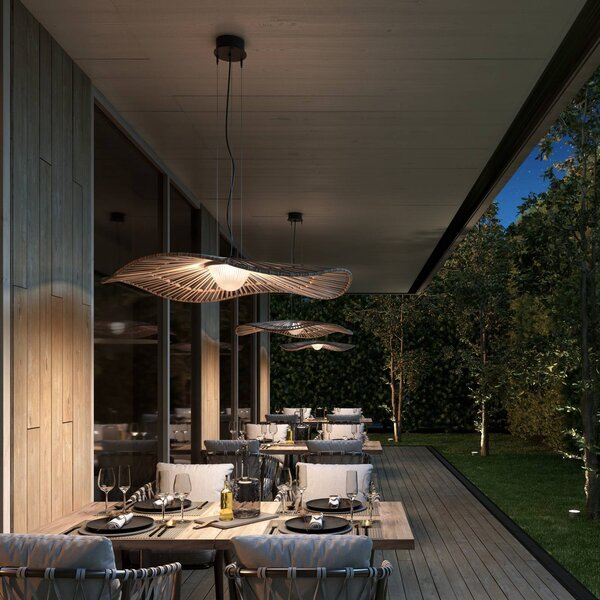 Bover Lampada a sospensione da esterno Mediterránia, marrone, Ø 105 cm dimmerabile, Marrone / Ruggine, Plastica, Design