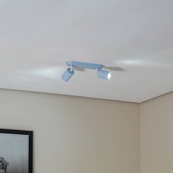 Faretto da soffitto Livia, azzurro, 35 cm, a 2 luci, metallo, GU10 Livia TK Lighting, dimmerabile, Blu, Cameretta, Metallo, Faretto alogeno
