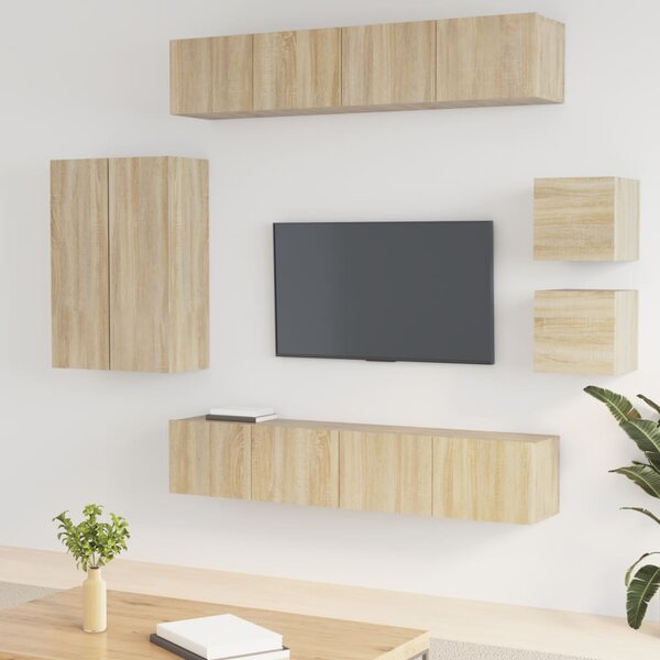 Set di Mobili Porta TV 8 pz Rovere Sonoma in Legno Multistrato