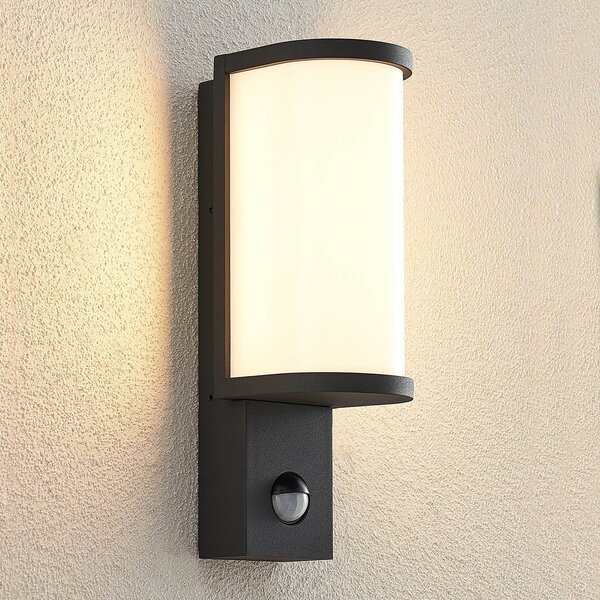 Applique da esterni a LED con sensore Jokum Lucande, Alluminio / Grigio / Zincato, Alluminio, Moderno, Applique LED da esterni
