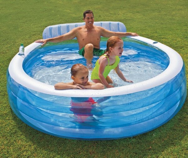 Divano Gonfiabile Da Bagno Per Bambini Con Pompa - 50x46x28 Cm, Morbido E Sicuro, Colore Blu