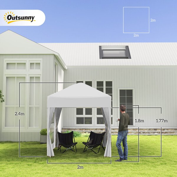 Outsunny Gazebo Pieghevole con 4 Pareti Rimovibili e Borsa da Trasporto, in Metallo e Poliestere, 2x2m, Bianco | Aosom Italy