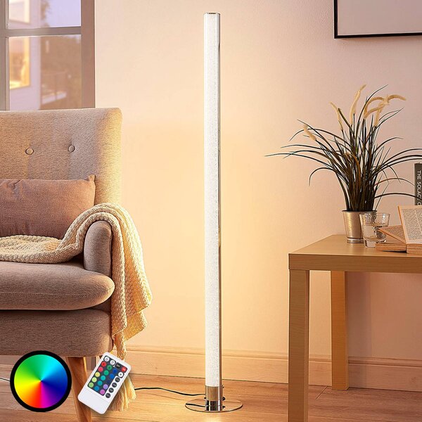Lindby Lampada LED da pavimento Hadis, RGB, telecomando, bianco, 120 cm