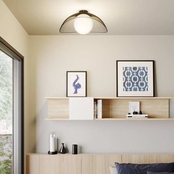 Plafoniera soffitto Fabronia Lindby, dimmerabile, Nero, Soggiorno / Sala da pranzo, Metallo, Moderno, Plafoniera