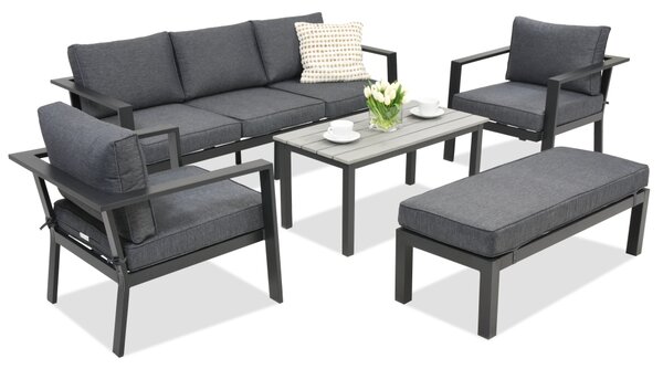 Mobili da giardino in alluminio Sydney Coffee 5 con panca Garden Point antracite