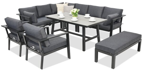 Mobili da giardino in alluminio Sydney Comida 7 con panca Garden Point antracite