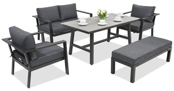 Mobili da giardino in alluminio Sydney Apetito 4 con panca Garden Point antracite