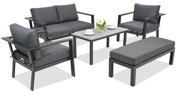 Mobili da giardino in alluminio Sydney Coffee 4 con panca Garden Point antracite