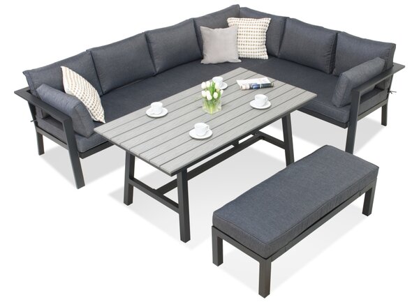 Divano angolare da giardino Sydney Comida 8 in alluminio con panca Garden Point