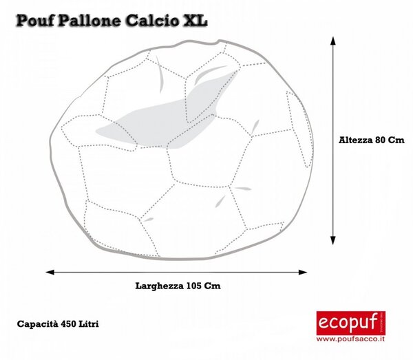 Pouf poltrona sacco palla da calcio in ecopelle taglia xl