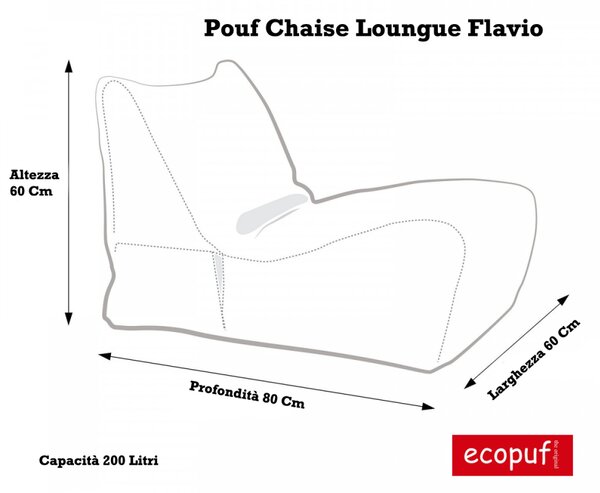 Pouf poltrona sacco chaise longue flavio in velluto