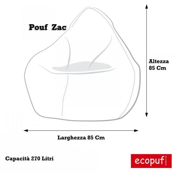 Pouf poltrona sacco zac in poliestere