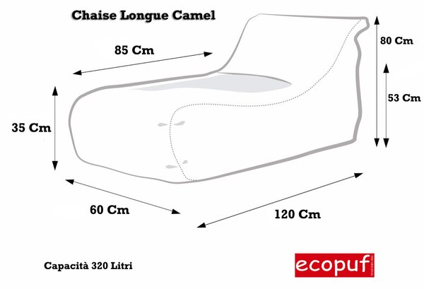 Camel chaise longue pouf poltrona sacco per esterno impermeabile con poggiatesta rimovibile