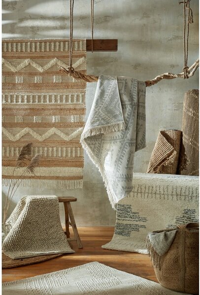 Tappeto bianco/di colore naturale in misto iuta tessuto a mano 120x170 cm Medina – Flair Rugs