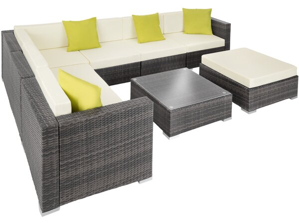 Tectake 403838 set lounge da giardino marbella con telaio in alluminio - grigio