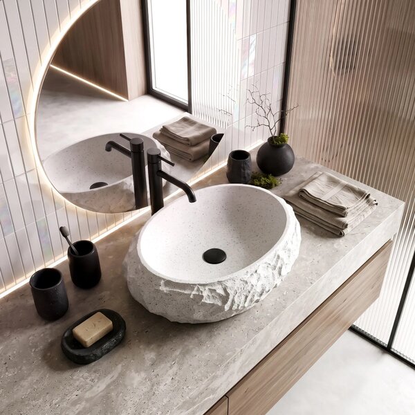 Lavabo da appoggio Rea Mika Cloudy