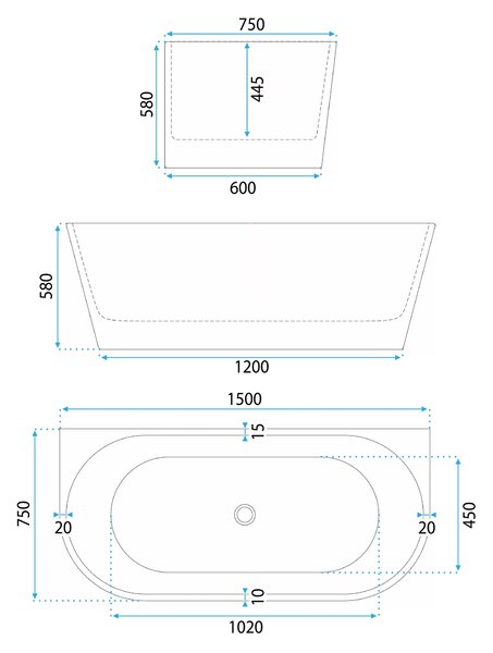 Vasca Bagno A Parete Rea Eris 150cm