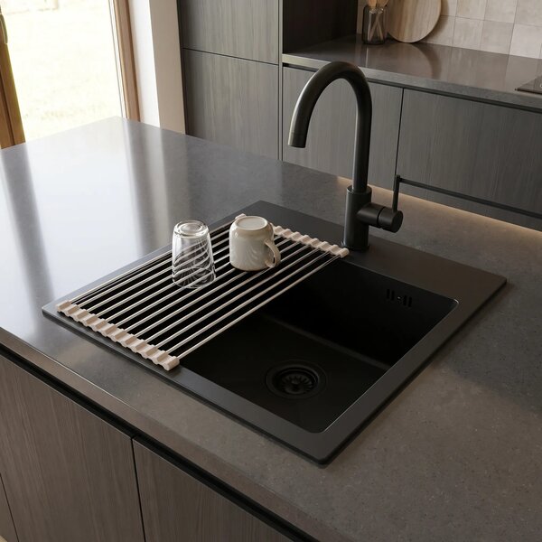 Lavello in acciaio con set di accessori 3 pz. REA Leo 40 Black