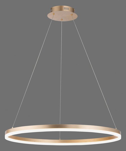 Paul Neuhaus Lampada LED a sospensione Titus, Ø 80 cm, ottone, dimmerabile, Ottone / Oro, Soggiorno / Sala da pranzo, Alluminio, Moderno