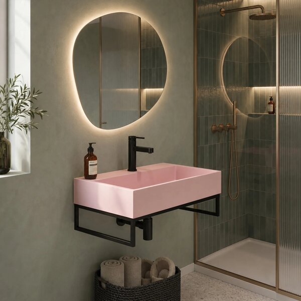 Lavabo in conglomerato GOYA PINK 50CM + TELAIO