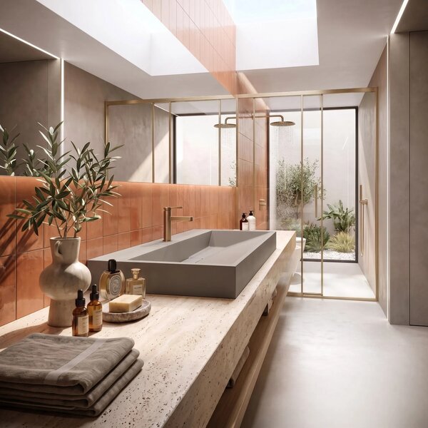 Lavabo in conglomerato Rea GOYA TAUPE 100CM