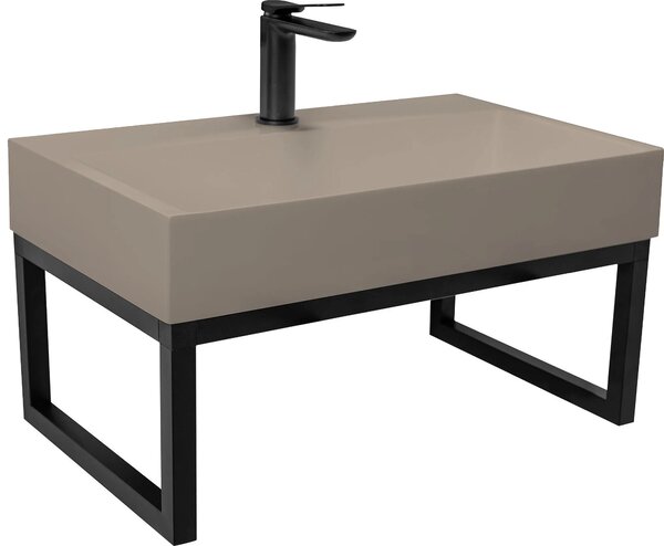 Lavabo in conglomerato Rea GOYA TAUPE 70CM + Supporto