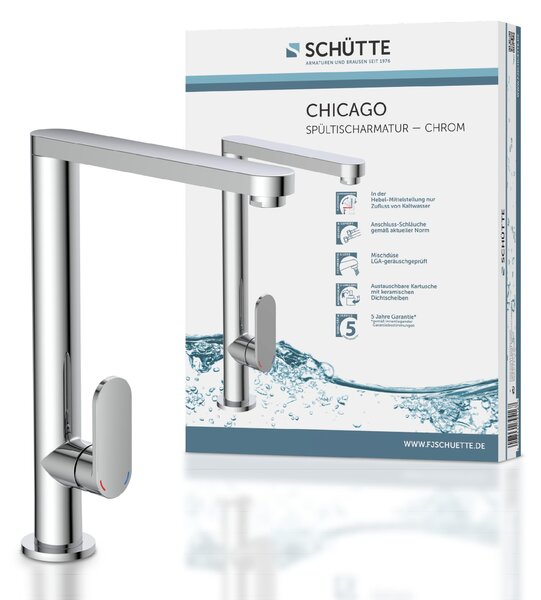Rubinetto da cucina SCHÜTTE CHICAGO, rubinetto da cucina girevole a 360°, rubinetto da cucina, rubinetto per lavello cromato