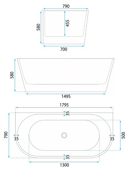 Vasca Bagno A Parete Rea Capri 180cm